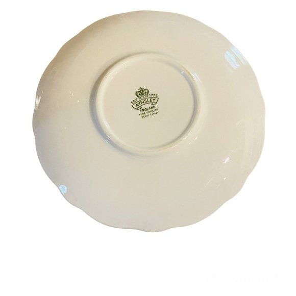 Vintage Aynsley Bone China Saucer Blue Ribbons and Vines December Rose England - Picture 7 of 7